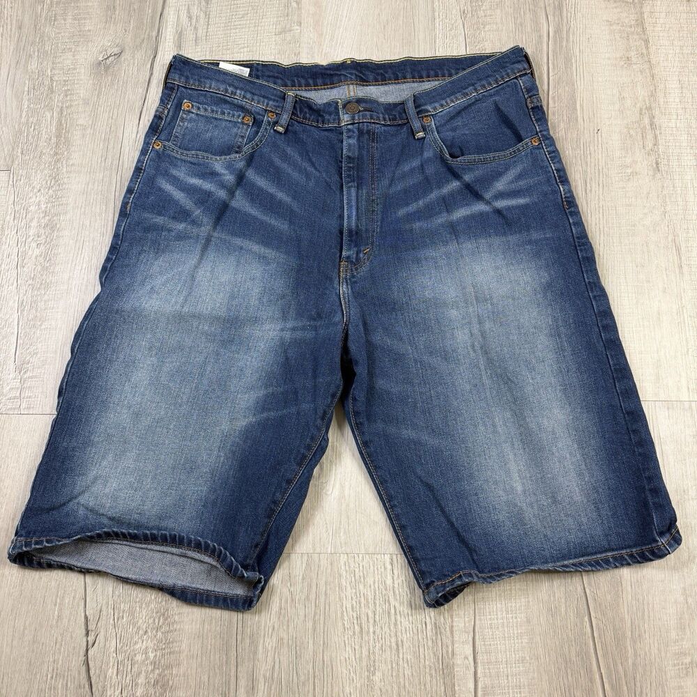Levis 569 Men Short 36 Blue Cotton Straight Leg Regular Fit Denim Bermuda O